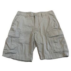 Old Navy Lived-In Straight Cargo Shorts, Size 33, khaki/Light Grey